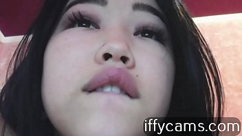 The buzzing brunette has orgasm with spitting from masturbation